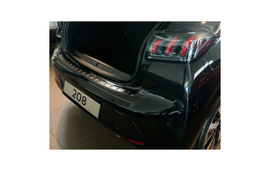 Black stainless steel bumper protector suitable for Peugeot 208 II HB 5-door 2019- 'Ribs'