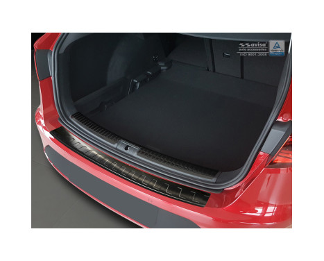 Black stainless steel bumper protector suitable for Seat Leon (5F) ST 2013-2017 & 2017- 'RIbs', Image 2