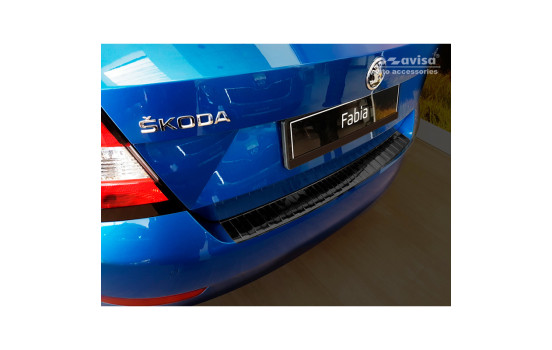 Black stainless steel bumper protector suitable for Skoda Fabia III HB 5-door Facelift 2018- 'Ribs'