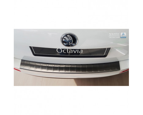 Black stainless steel bumper protector suitable for Skoda Octavia III Kombi 2013- 'Ribs', Image 3