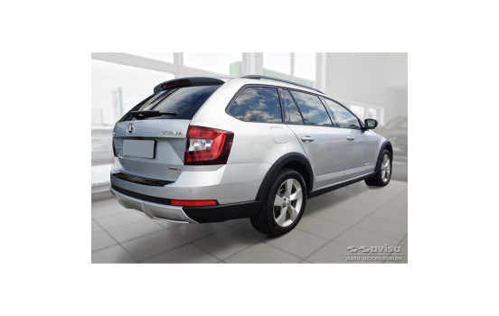Black stainless steel bumper protector suitable for Skoda Octavia III Scout 2014-2020 'Ribs', Image 4