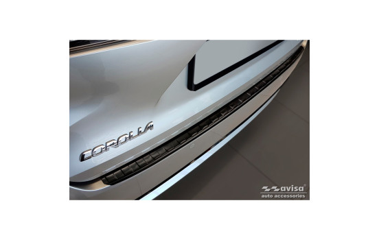 Black stainless steel bumper protector suitable for Toyota Corolla XII Combi 2019- 'Ribs'