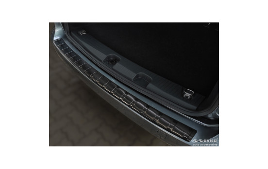 Black stainless steel bumper protector suitable for Volkswagen Caddy V 2020- 'Ribs', Image 2