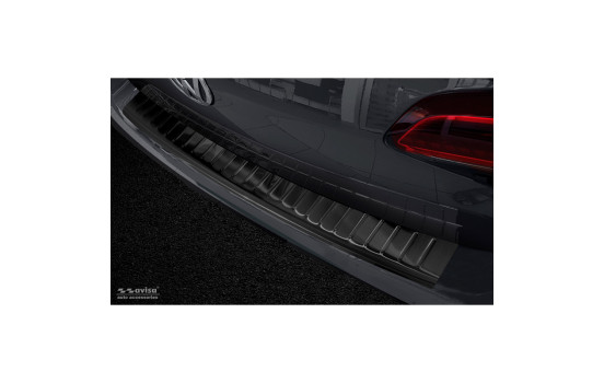 Black stainless steel bumper protector suitable for Volkswagen Golf VII Variant 2012-2017 'Ribs'
