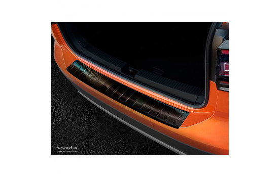 Black stainless steel bumper protector suitable for Volkswagen T-Cross 2019- 'Ribs'