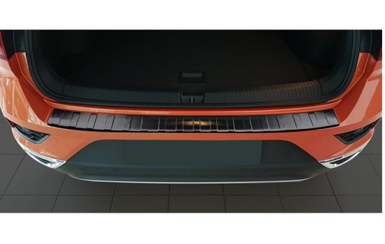 Black stainless steel bumper protector suitable for Volkswagen T-Roc 11/2017- 'Ribs'