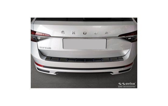 Black Stainless Steel Rear Bumper Protector for Skoda Superb III Combi 2015-2023 incl. Scout, Image 2