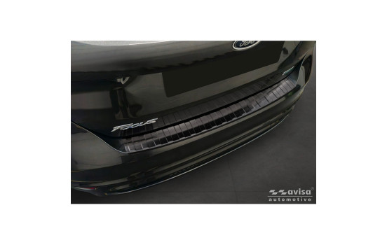 Black stainless steel rear bumper protector Ford Focus III HB Facelift 2014-2018 & Fiesta 2017-2023
