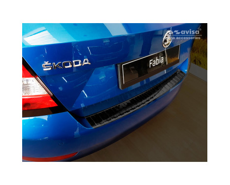 Black Stainless Steel Rear Bumper Protector Skoda Fabia III HB 5-door Facelift 2018- 'Ribs'