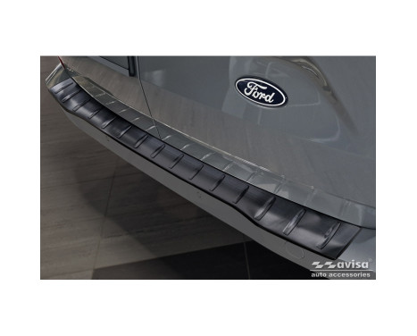 Black stainless steel rear bumper protector suitable for Ford Transit Custom 2023 - 'Ribs'
