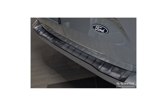Black stainless steel rear bumper protector suitable for Ford Transit Custom 2023 - 'Ribs'
