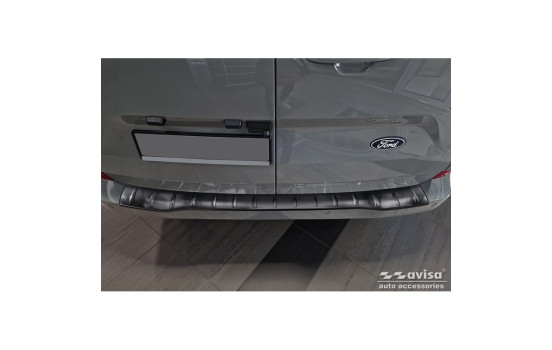 Black stainless steel rear bumper protector suitable for Ford Transit Custom 2023 - 'Ribs', Image 2