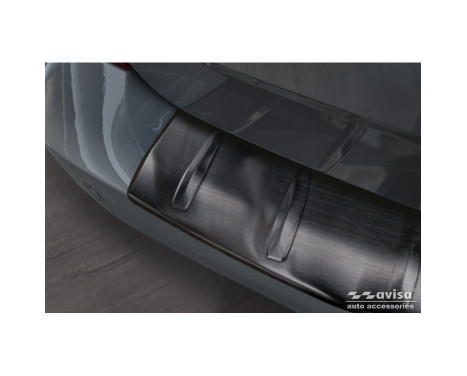 Black stainless steel rear bumper protector suitable for Ford Transit Custom 2023 - 'Ribs', Image 3