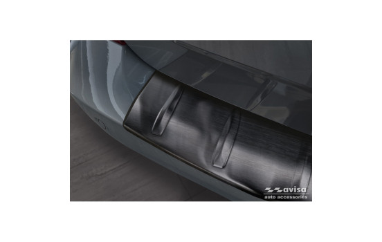 Black stainless steel rear bumper protector suitable for Ford Transit Custom 2023 - 'Ribs', Image 3