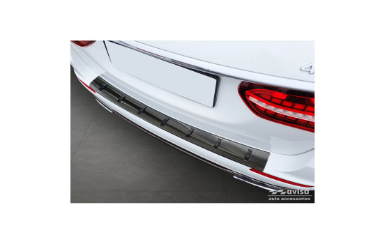 Black stainless steel rear bumper protector suitable for Mercedes E-Class Estate S213 2016-2023 (incl. E53 AMG)