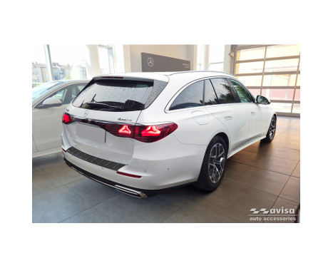 Black stainless steel rear bumper protector suitable for Mercedes E-Class (S214) Estate 2023- 'Ribs', Image 5