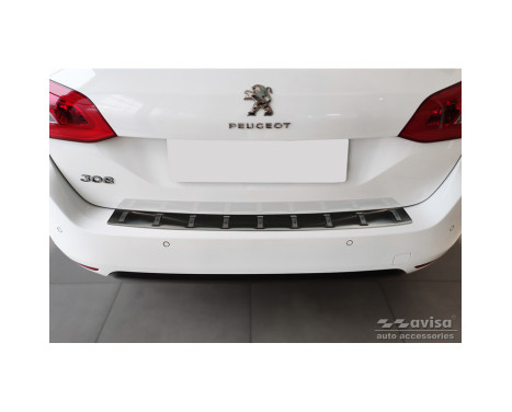 Black Stainless Steel Rear Bumper Protector suitable for Peugeot 308 SW II 2013-2017 & Facelift 2017-2021 'STRRO, Image 2