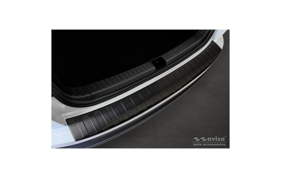 Black Stainless Steel Rear Bumper Protector suitable for Skoda Karoq Facelift 2022- 'Ribs', Image 3
