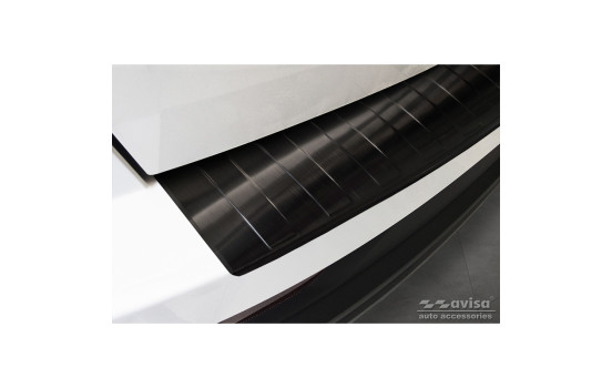 Black Stainless Steel Rear Bumper Protector suitable for Skoda Karoq Facelift 2022- 'Ribs', Image 4