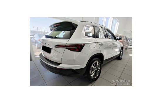 Black Stainless Steel Rear Bumper Protector suitable for Skoda Karoq Facelift 2022- 'Ribs', Image 5