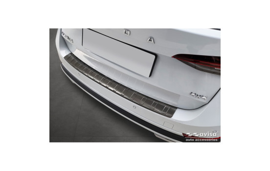 Black stainless steel rear bumper protector suitable for Skoda Octavia Scout (NX5) 2020 - 'Ribs'