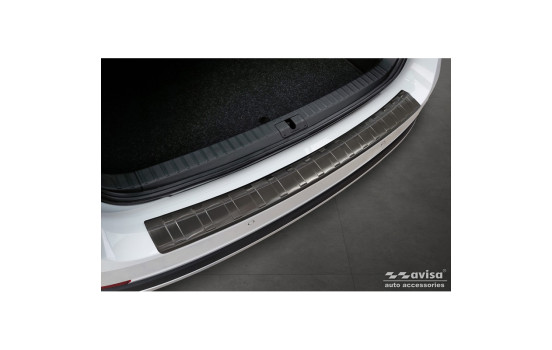 Black stainless steel rear bumper protector suitable for Skoda Octavia Scout (NX5) 2020 - 'Ribs', Image 4