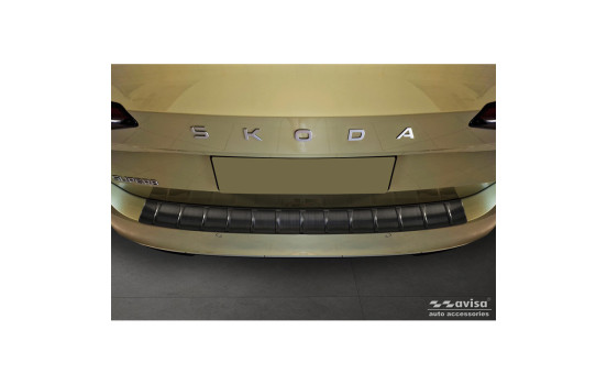 Black stainless steel rear bumper protector suitable for Skoda Superb IV Combi 2023- 'Ribs', Image 2