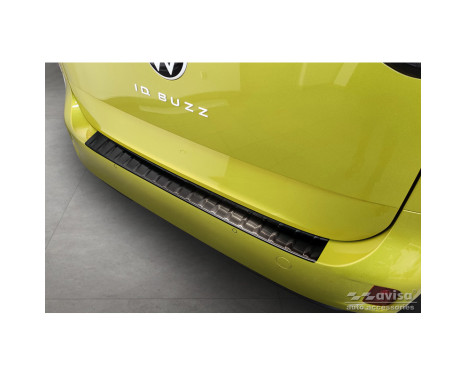 Black stainless steel rear bumper protector suitable for Volkswagen ID.Buzz 2022- 'Ribs'