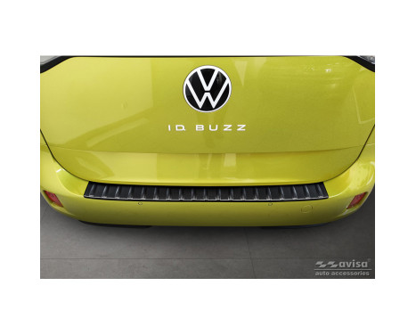 Black stainless steel rear bumper protector suitable for Volkswagen ID.Buzz 2022- 'Ribs', Image 2