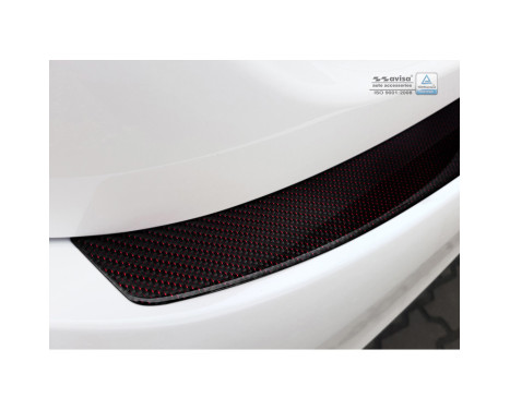Carbon Rear bumper protector suitable for Mercedes C-Class W205 Sedan 2014- Red-Black Carbon, Image 5