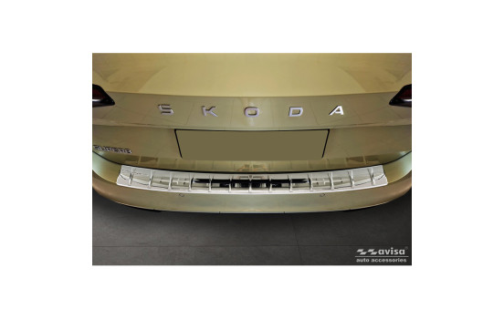 Chrome Stainless Steel Rear Bumper Protector Fits Skoda Superb IV Combi 2023- 'Ribs', Image 2