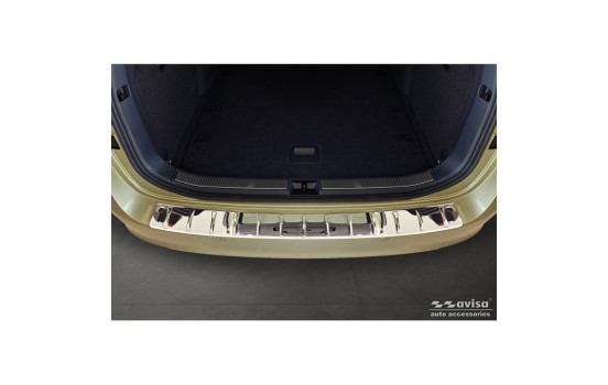 Chrome Stainless Steel Rear Bumper Protector Fits Skoda Superb IV Combi 2023- 'Ribs', Image 4