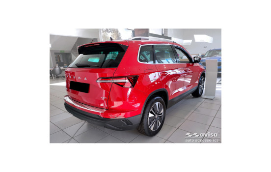 Chrome Stainless Steel Rear Bumper Protector for Skoda Karoq Facelift incl. Sportline 2022 - 'Ribs', Image 6