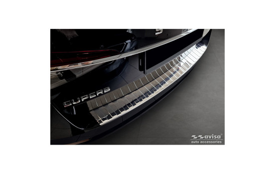 Chrome stainless steel rear bumper protector suitable for Skoda Superb Combi 2015-2019 incl. Facelift 2019-2024