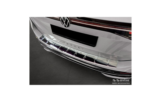 Chrome Stainless Steel Rear Bumper Protector suitable for Volkswagen Passat Variant (CJ5) 2023- 'Ribs'