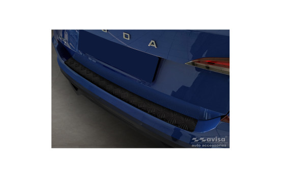 Matte black aluminum bumper protector suitable for Skoda Kamiq 2019- 'Riffled Plate'
