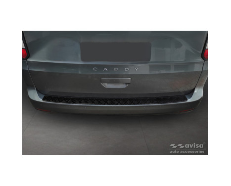 Matte black aluminum bumper protector suitable for Volkswagen Caddy V 2020- 'Riffled Plate', Image 2