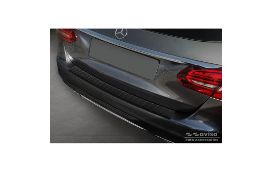 Matte black stainless steel bumper protector suitable for Mercedes C-Class W205 Kombi 2014-2021 'Ribs'