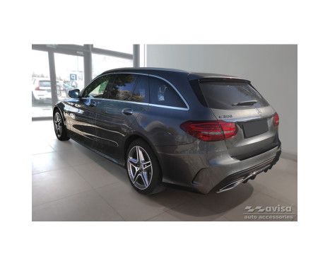 Matte black stainless steel bumper protector suitable for Mercedes C-Class W205 Kombi 2014-2021 'Ribs', Image 4