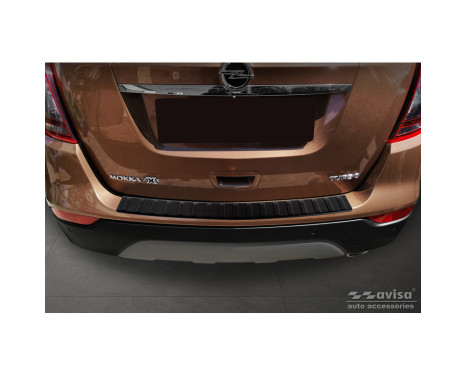 Matte black stainless steel bumper protector suitable for Opel Mokka X 2016- 'Ribs', Image 2