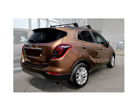 Matte black stainless steel bumper protector suitable for Opel Mokka X 2016- 'Ribs', Image 4