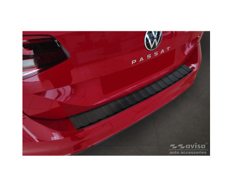 Matte black stainless steel bumper protector suitable for Volkswagen Passat 3G Variant 2014- 'Ribs'