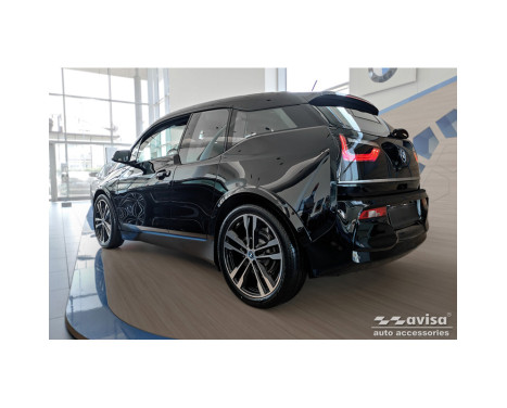 Matte black stainless steel Rear bumper protector suitable for BMW i3 (i01) Facelift 2017-2022 'Ribs', Image 5