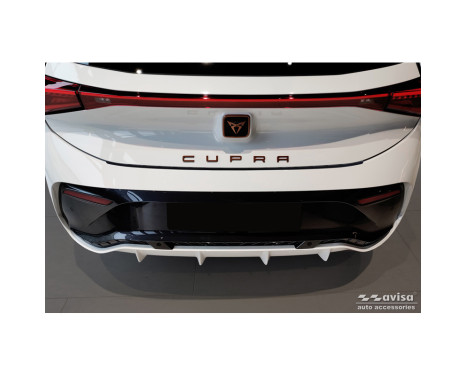 Matte black stainless steel rear bumper protector suitable for Cupra Born 2021- 'Ribs', Image 4