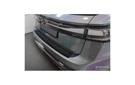 Matte black stainless steel rear bumper protector suitable for Volkswagen ID.7 Tourer 2024- 'Ribs'