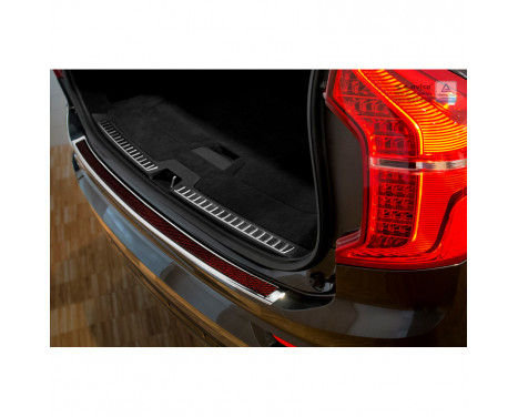 Stainless steel bumper protector suitable for 'Deluxe' Volvo XC90 2015- Chrome/Red-Black Carbon