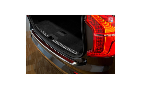 Stainless steel bumper protector suitable for 'Deluxe' Volvo XC90 2015- Chrome/Red-Black Carbon