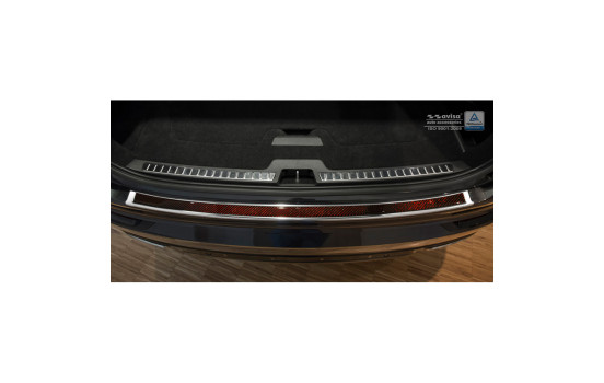 Stainless steel bumper protector suitable for 'Deluxe' Volvo XC90 2015- Chrome/Red-Black Carbon, Image 3