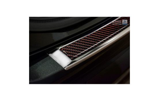 Stainless steel bumper protector suitable for 'Deluxe' Volvo XC90 2015- Chrome/Red-Black Carbon, Image 4