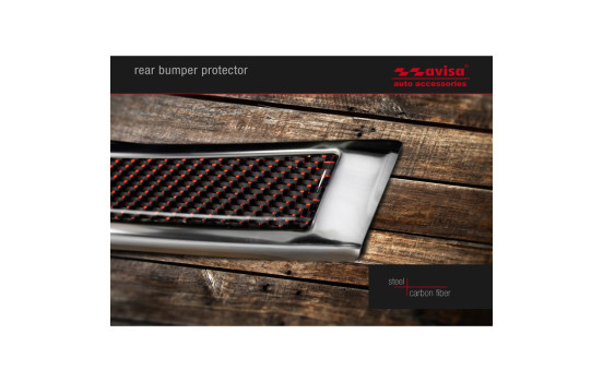 Stainless steel bumper protector suitable for 'Deluxe' Volvo XC90 2015- Chrome/Red-Black Carbon, Image 5